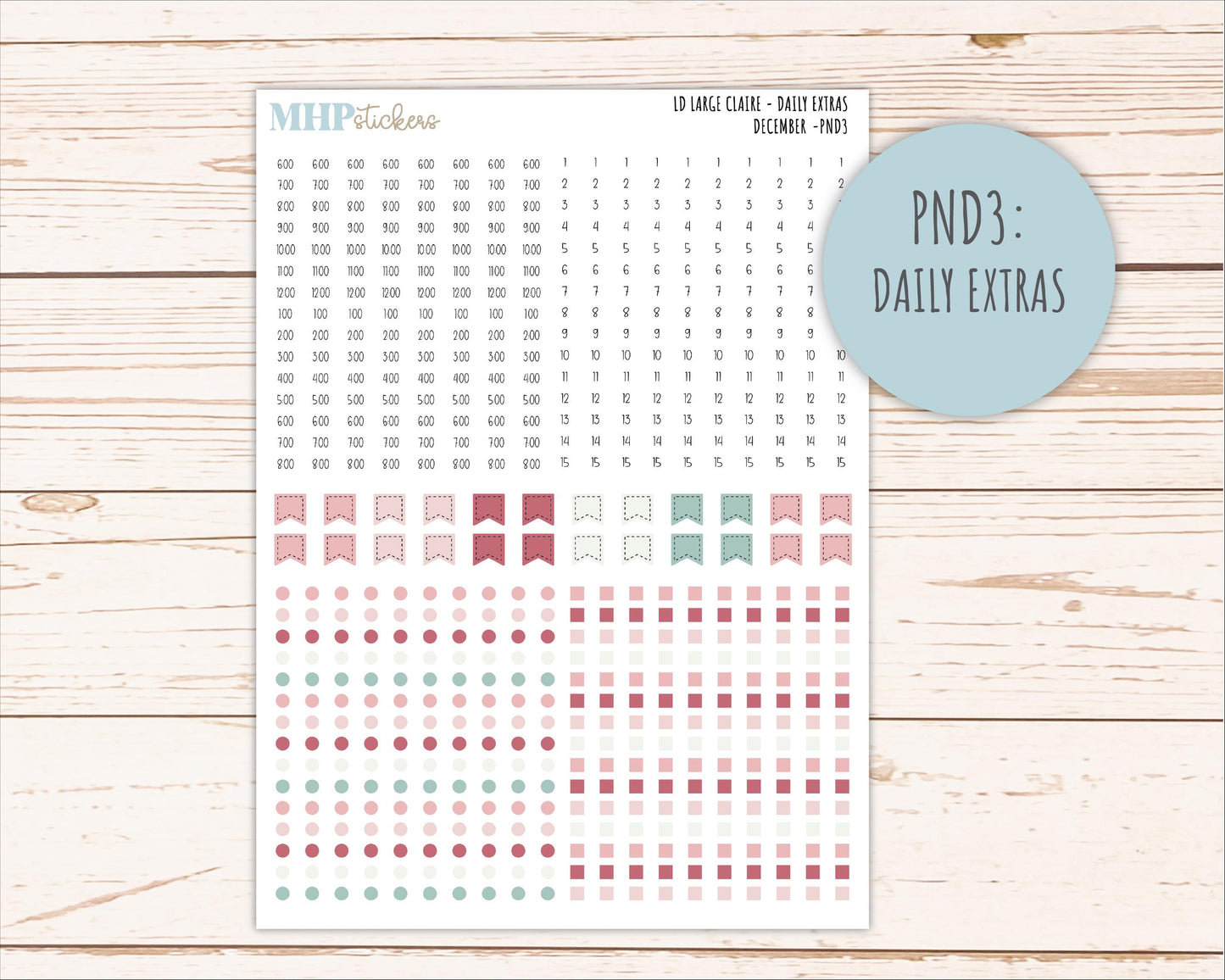 DECEMBER Neutral Color Stickers for the Large Scout & Claire Laurel Denise Planners || PTN26