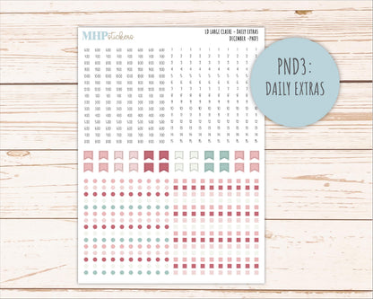 DECEMBER Neutral Color Stickers for the Large Scout & Claire Laurel Denise Planners || PTN26
