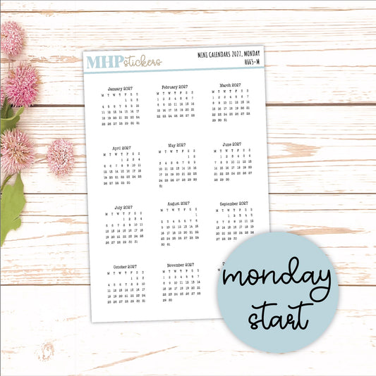 Mini 2027 Calendar Stickers for Planners and Bullet Journals || H665
