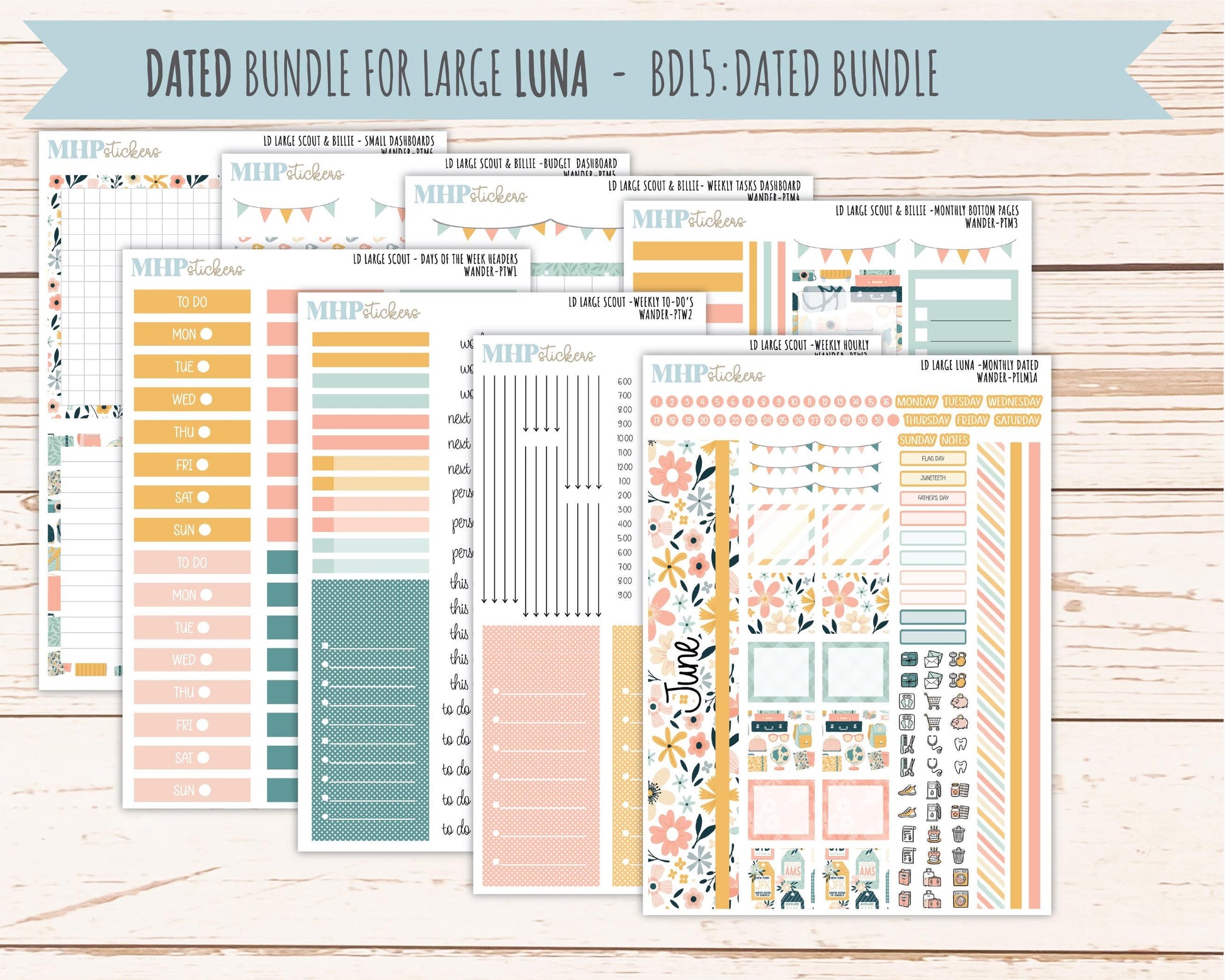 JUNE 2026 Stickers for the Large Scout & Large Claire Laurel Denise Planners "Wander" || PT