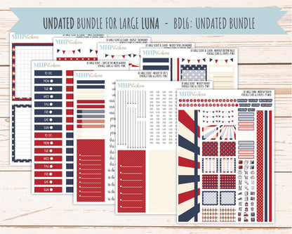 JULY 2026 Stickers for the Large Scout & Large Claire Laurel Denise Planners "Vintage Stars and Stripes" || PT