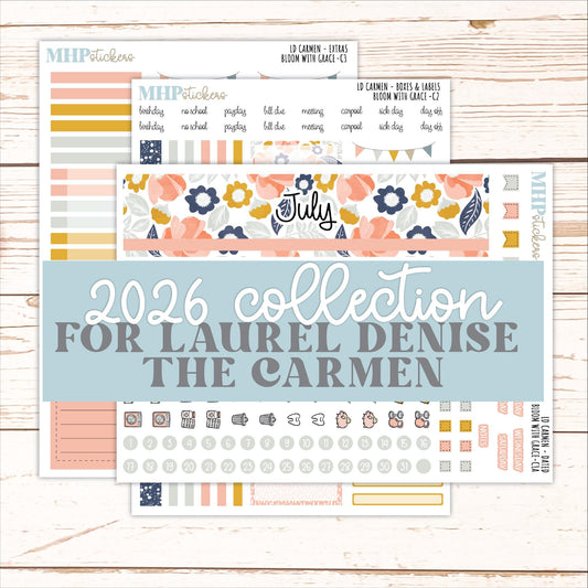 JULY 2026 Stickers for The Carmen Laurel Denise Planner "Bloom with Grace" || C