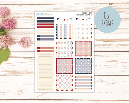 JULY 2026 Stickers for The Carmen Laurel Denise Planner "Vintage Stars & Stripes" || C