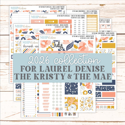 JULY 2026 Stickers for the Mae & Kristy Laurel Denise Planners "Bloom with Grace" || BB