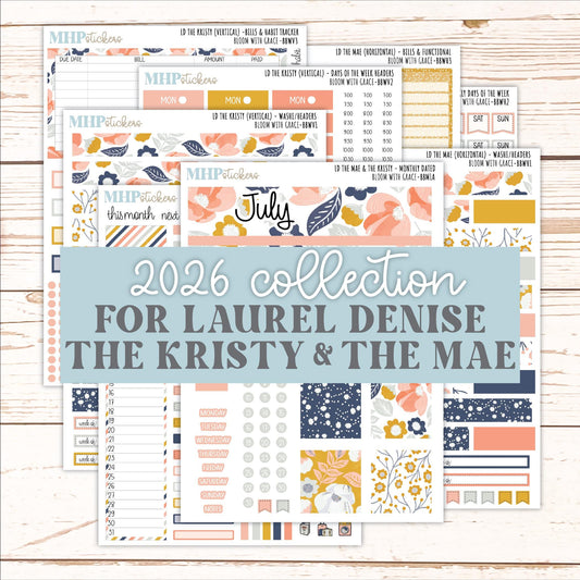 JULY 2026 Stickers for the Mae & Kristy Laurel Denise Planners "Bloom with Grace" || BB