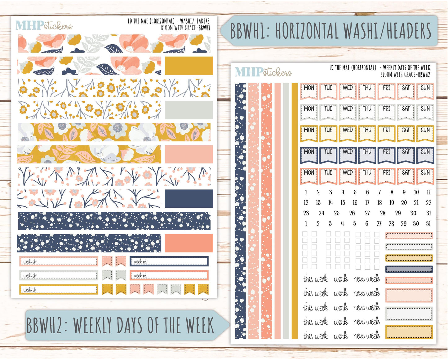 JULY 2026 Stickers for the Mae & Kristy Laurel Denise Planners "Bloom with Grace" || BB