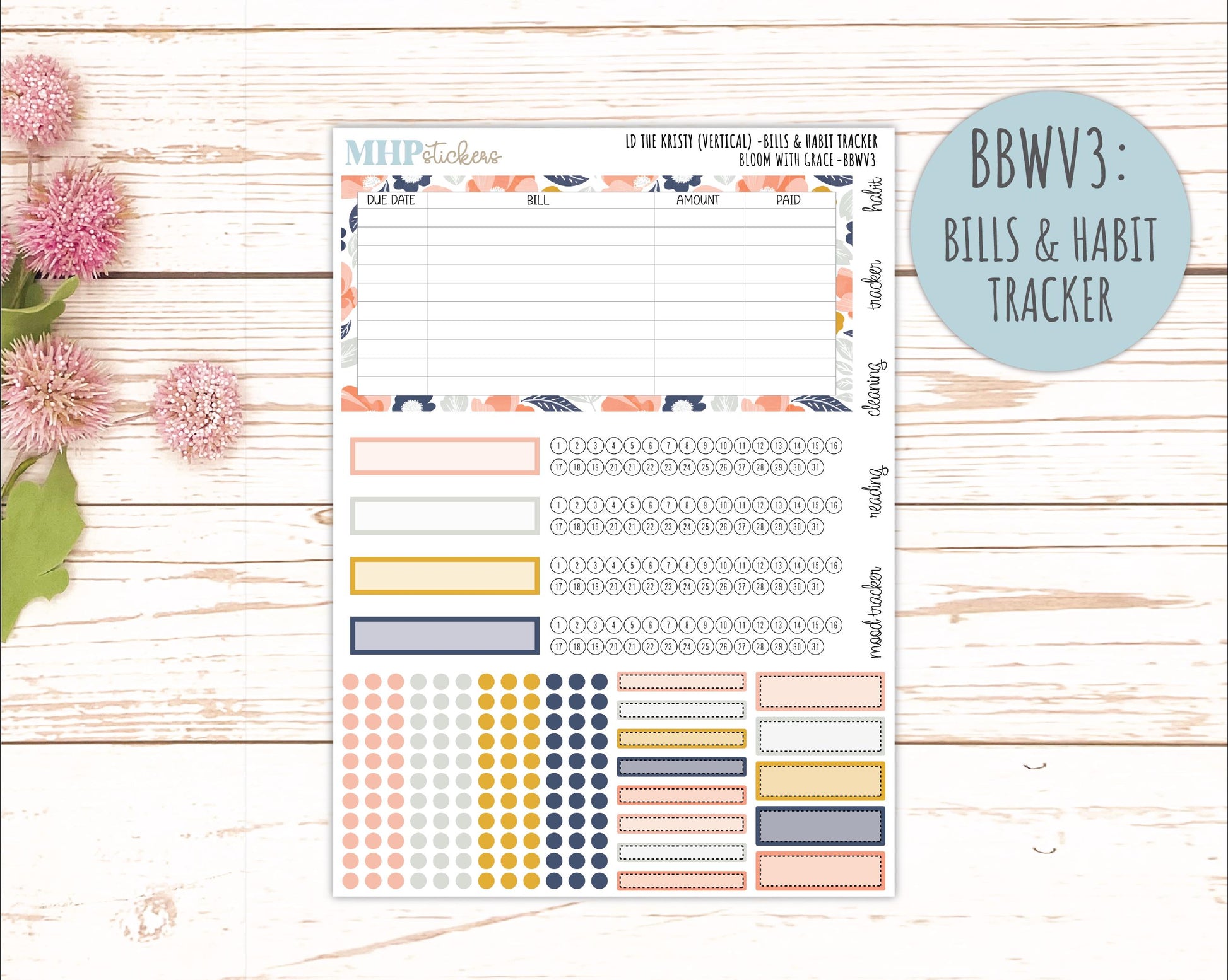 JULY 2026 Stickers for the Mae & Kristy Laurel Denise Planners "Bloom with Grace" || BB