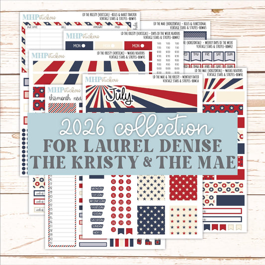 JULY 2026 Stickers for the Mae & Kristy Laurel Denise Planners "Bloom with Grace" || BB