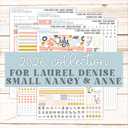 JULY 2026 Stickers for Small Nancy & Anne Laurel Denise Planners "Bloom with Grace" || MN