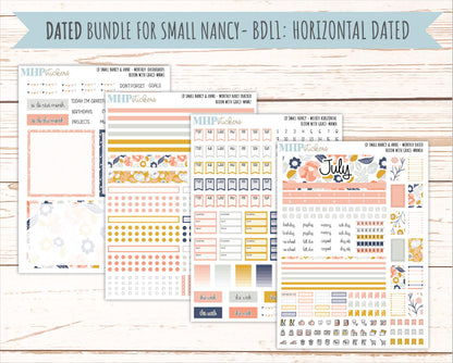 JULY 2026 Stickers for Small Nancy & Anne Laurel Denise Planners "Bloom with Grace" || MN