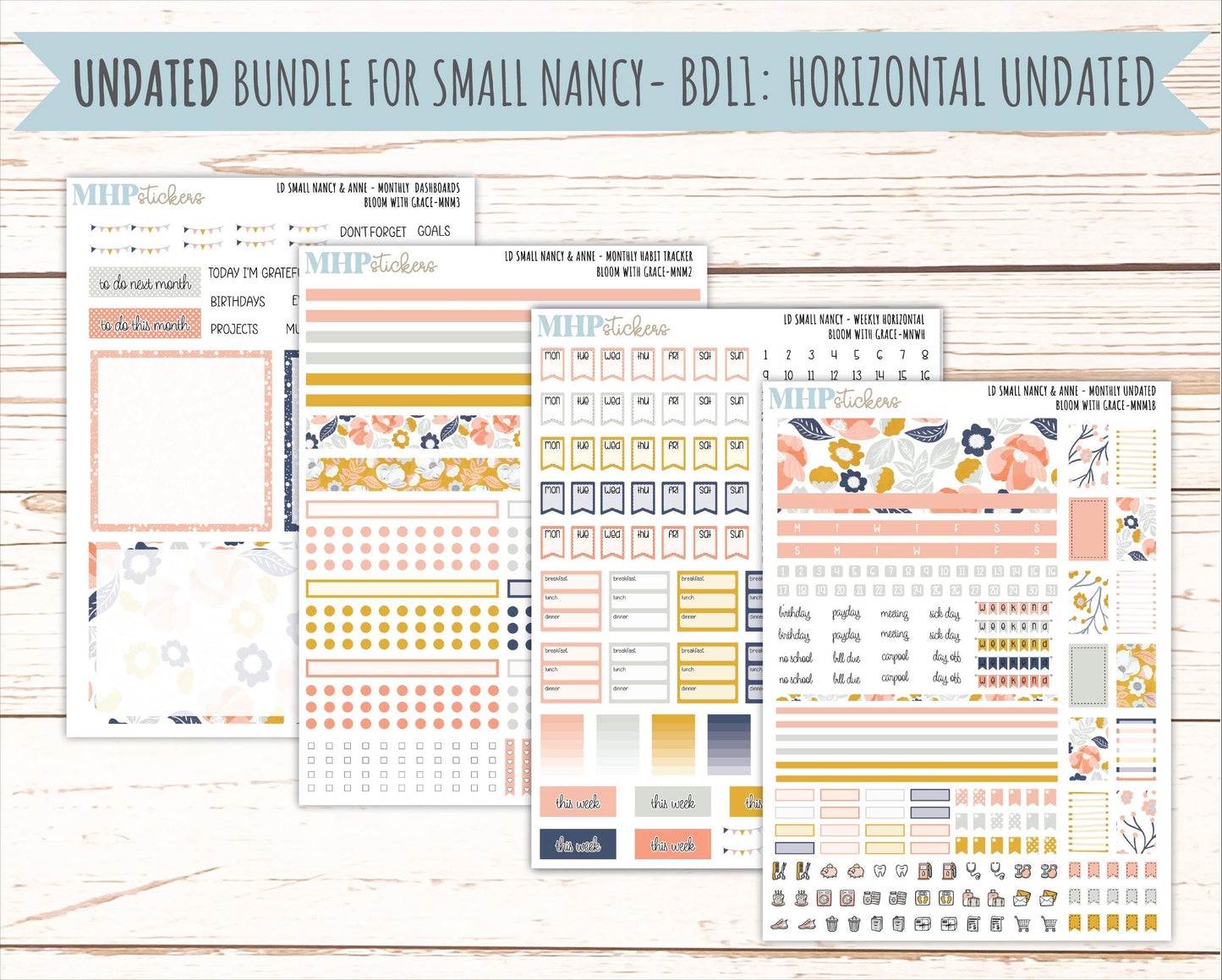 JULY 2026 Stickers for Small Nancy & Anne Laurel Denise Planners "Bloom with Grace" || MN