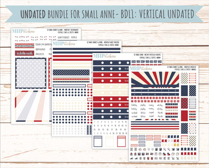 JULY 2026 Stickers for Small Nancy & Anne Laurel Denise Planners "Vintage Stars and Stripes" || MN