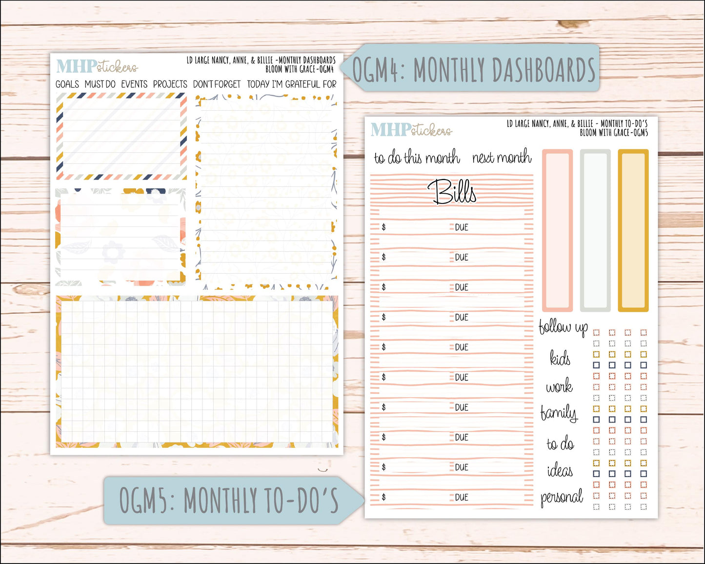 JULY 2026 Stickers for Large Nancy, Anne, & Billie Planners. Laurel Denise Planners. "Bloom with Grace" || OG