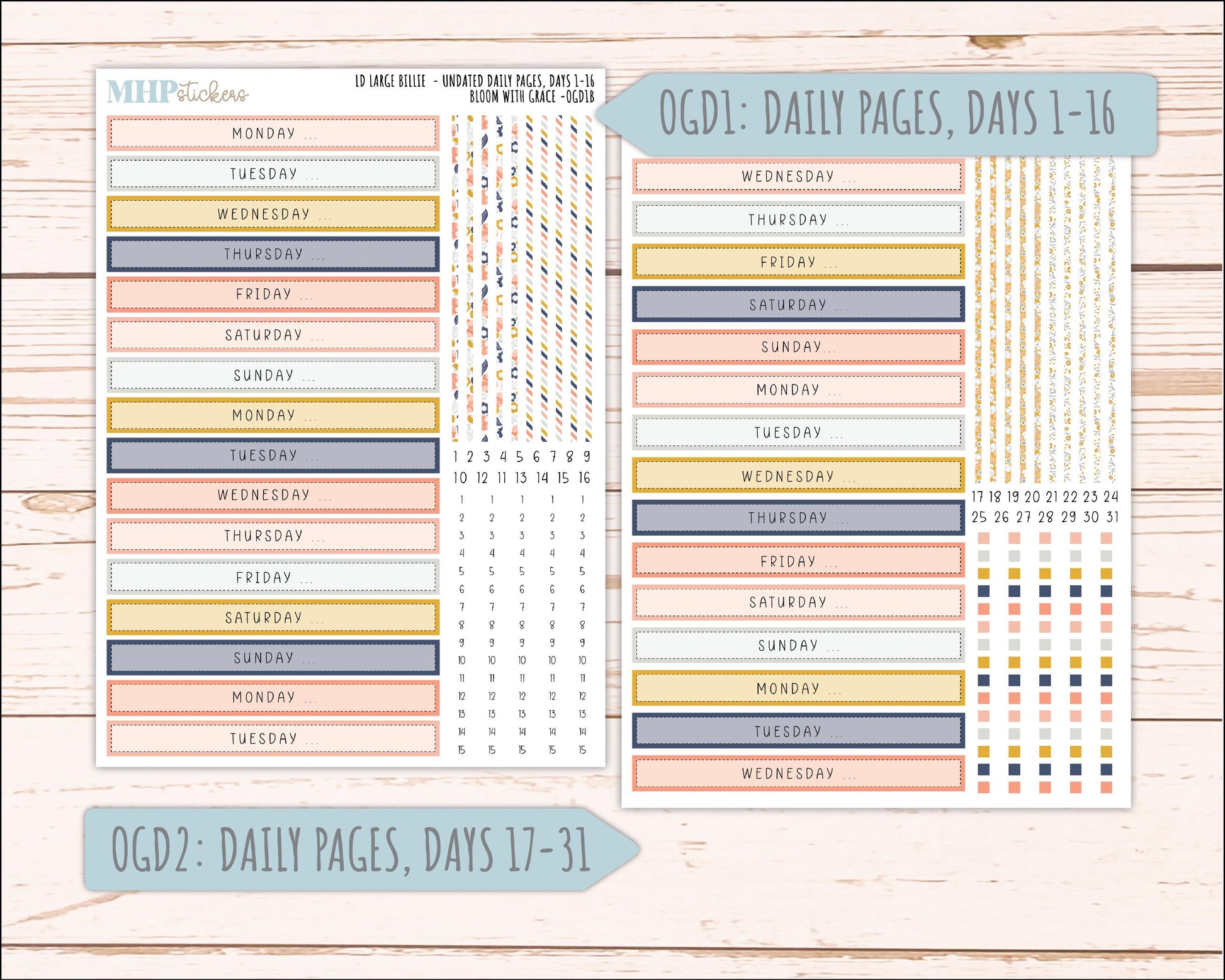 JULY 2026 Stickers for Large Nancy, Anne, & Billie Planners. Laurel Denise Planners. "Bloom with Grace" || OG