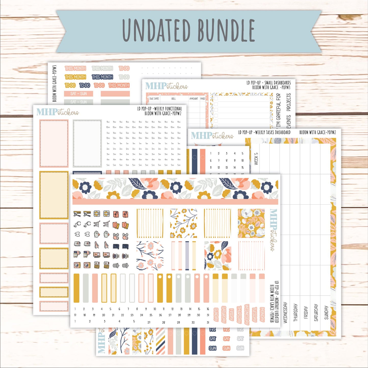 JULY 2026 Stickers for The Jo, Laurel Denise Planner "Bloom with Grace" || POP