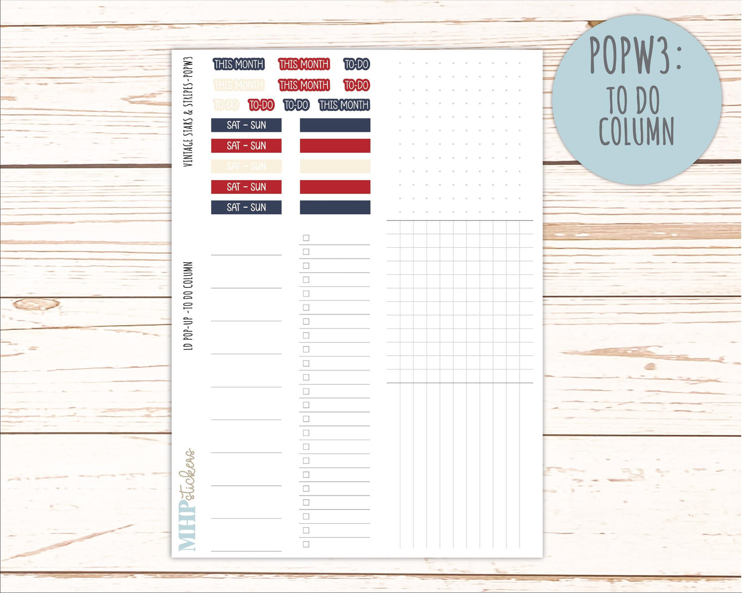 JULY 2026 Stickers for The Jo, Laurel Denise Planner "Vintage Stars & Stripes" || POP