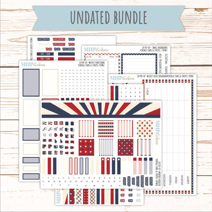 JULY 2026 Stickers for The Jo, Laurel Denise Planner "Vintage Stars & Stripes" || POP