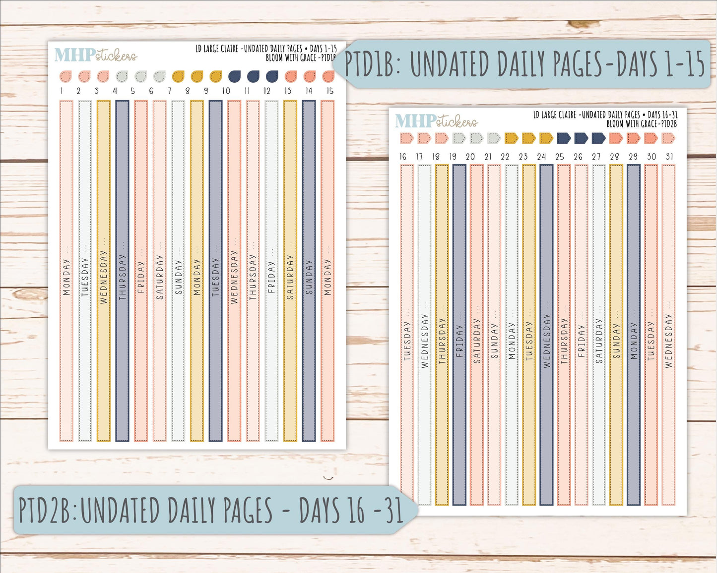 JULY 2026 Stickers for the Large Scout, Large Claire and Large Luna Laurel Denise Planners "Bloom with Grace" || PT