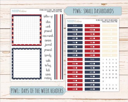 JULY 2026 Stickers for the Large Scout & Large Claire Laurel Denise Planners "Vintage Stars and Stripes" || PT
