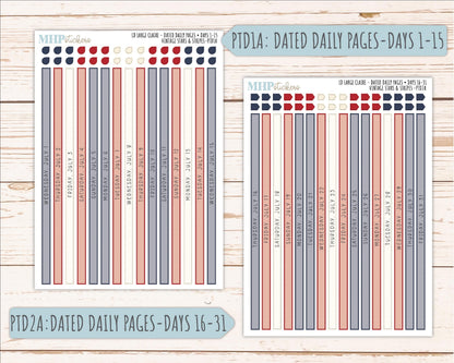 JULY 2026 Stickers for the Large Scout & Large Claire Laurel Denise Planners "Vintage Stars and Stripes" || PT