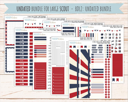 JULY 2026 Stickers for the Large Scout & Large Claire Laurel Denise Planners "Vintage Stars and Stripes" || PT