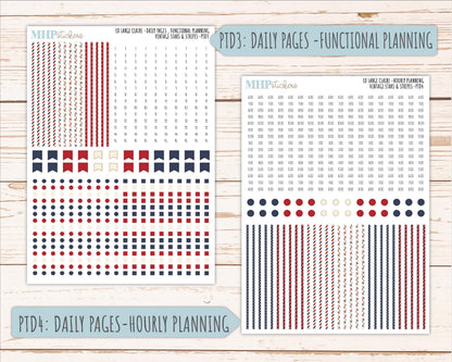 JULY 2026 Stickers for the Large Scout & Large Claire Laurel Denise Planners "Vintage Stars and Stripes" || PT