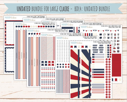JULY 2026 Stickers for the Large Scout & Large Claire Laurel Denise Planners "Vintage Stars and Stripes" || PT