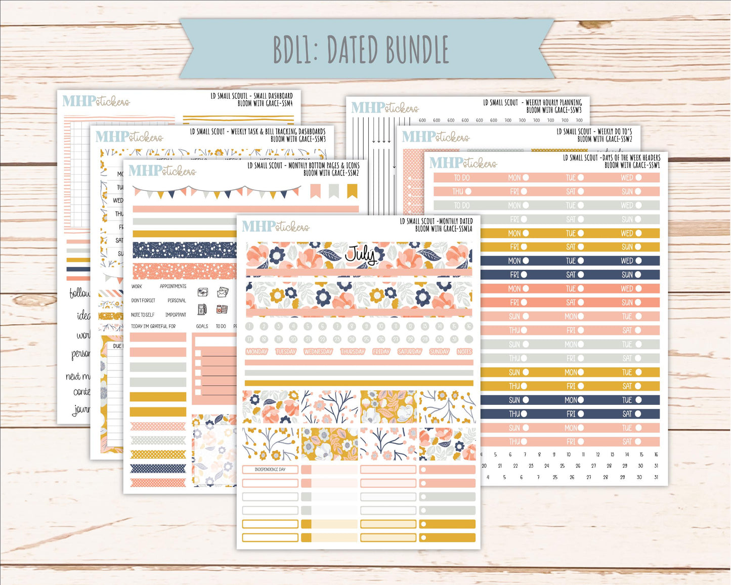 JULY 2026 Stickers for the Small Scout Planner. For Laurel Denise Planners. "Bloom with Grace" ||SS
