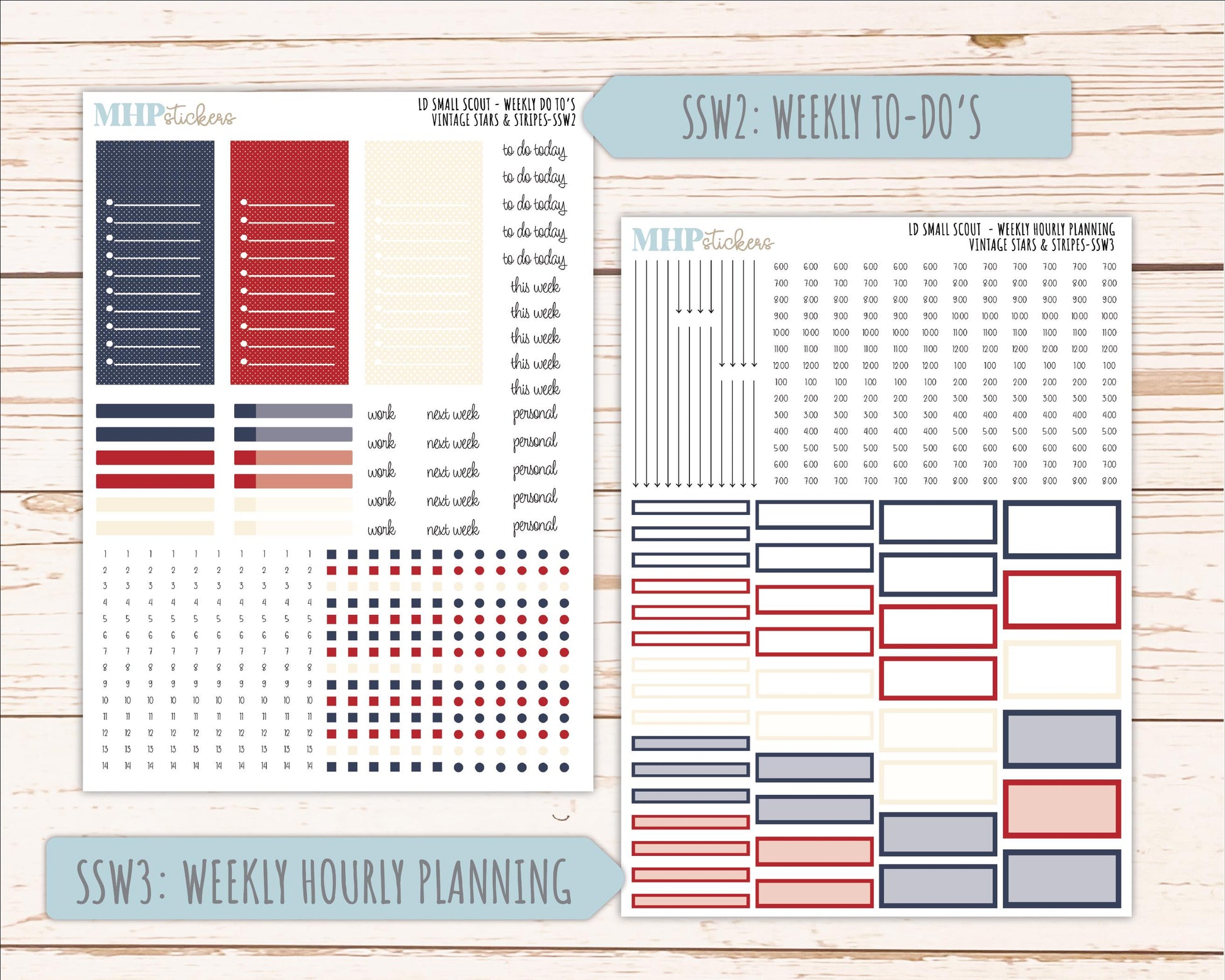 JULY 2026 Stickers for the Small Scout Planner. For Laurel Denise Planners. "Vintage Stars & Stripes" ||SS