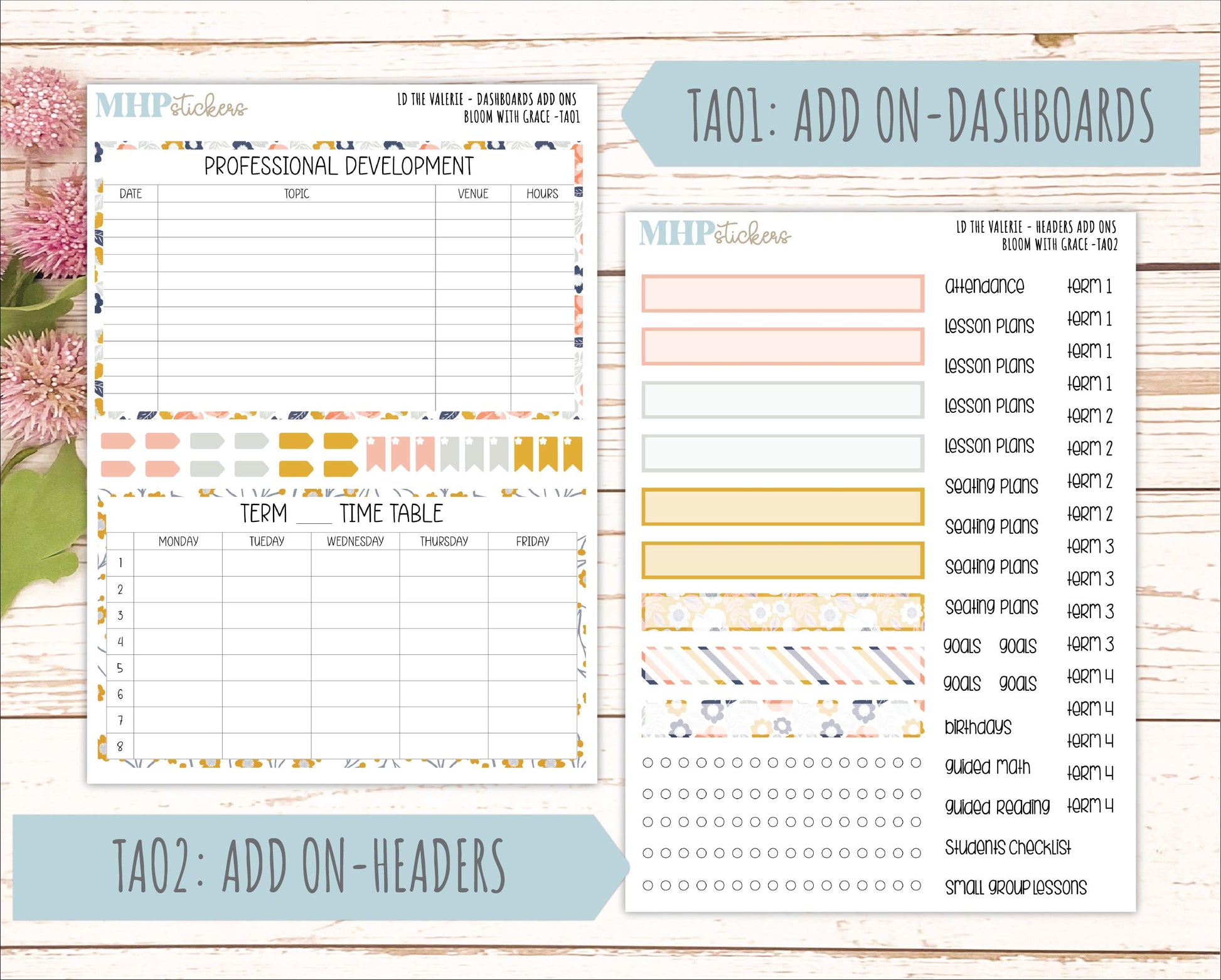 JULY Stickers for The Valerie Laurel Denise Planner "Bloom with Grace" || TC