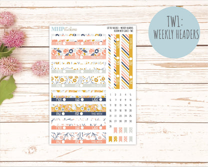 JULY Stickers for The Valerie Laurel Denise Planner "Bloom with Grace" || TC
