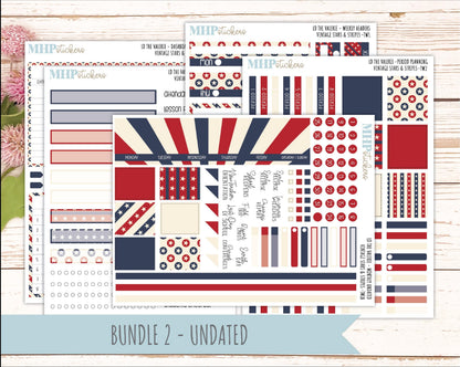 JULY Stickers for The Valerie Laurel Denise Planner "Vintage Stars & Stripes" || TC