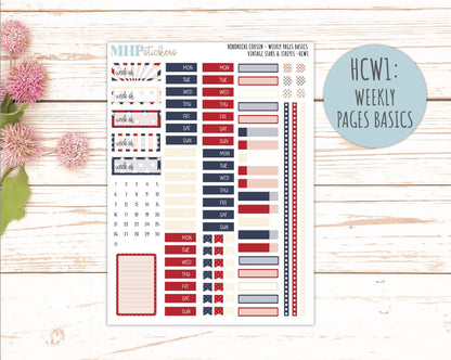 JULY 2026 Stickers for Hobonichi Cousin. A5 Planners "Vintage Stars & Stripes" || HC