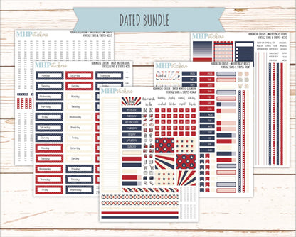 JULY 2026 Stickers for Hobonichi Cousin. A5 Planners "Vintage Stars & Stripes" || HC