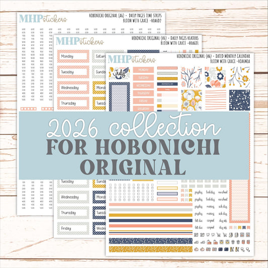 JULY 2026 Stickers for Hobonichi Techo Original. A6 Planners "Bloom with Grace" || HO