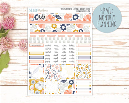 JULY Stickers for Happy Planner Classic Horizontal Layout. 2026 Collection. "Bloom with Grace" || HPH