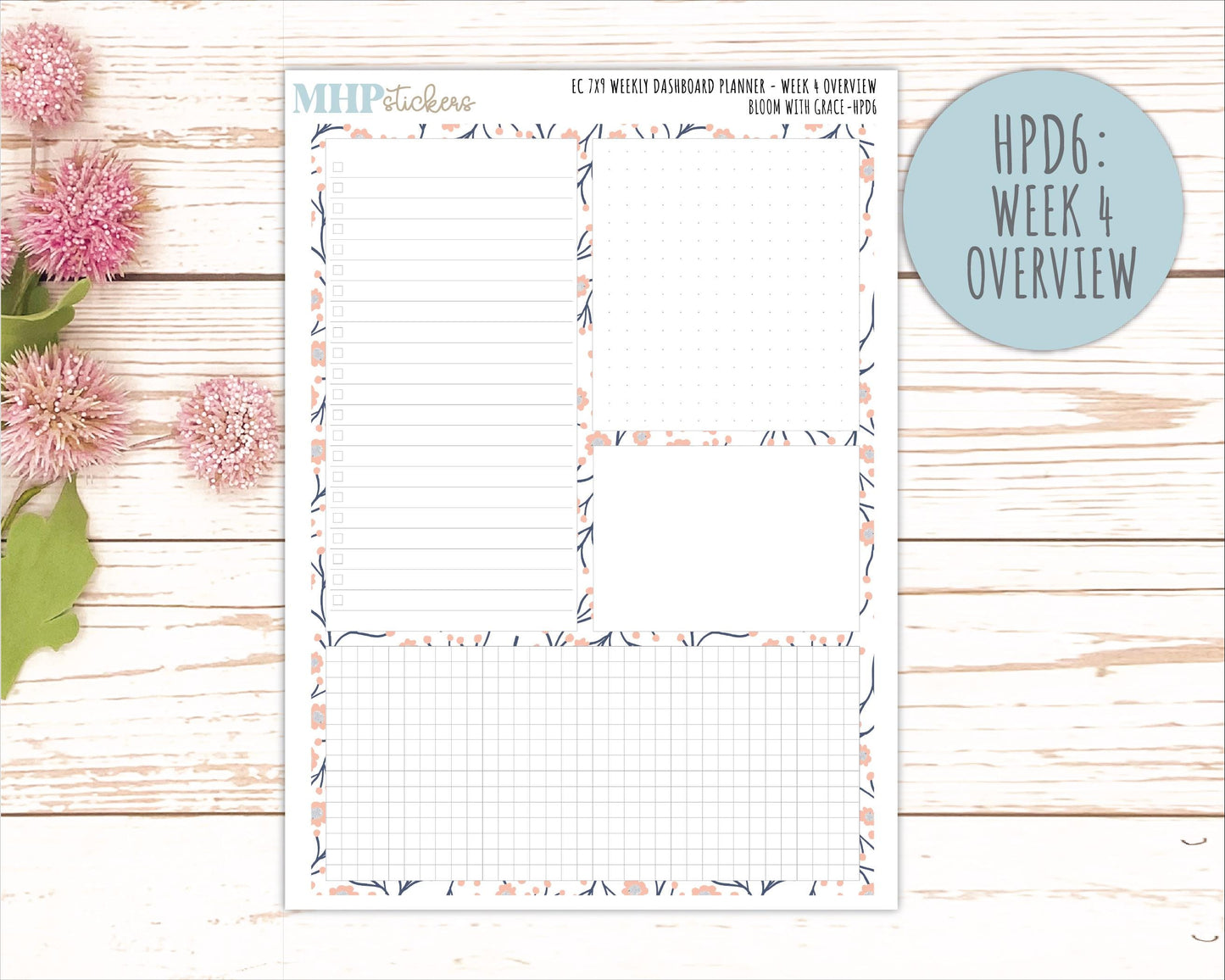 JULY Stickers for Happy Planner Classic Dashboard Layout. 2026 Collection. "Bloom with Grace" || HPD