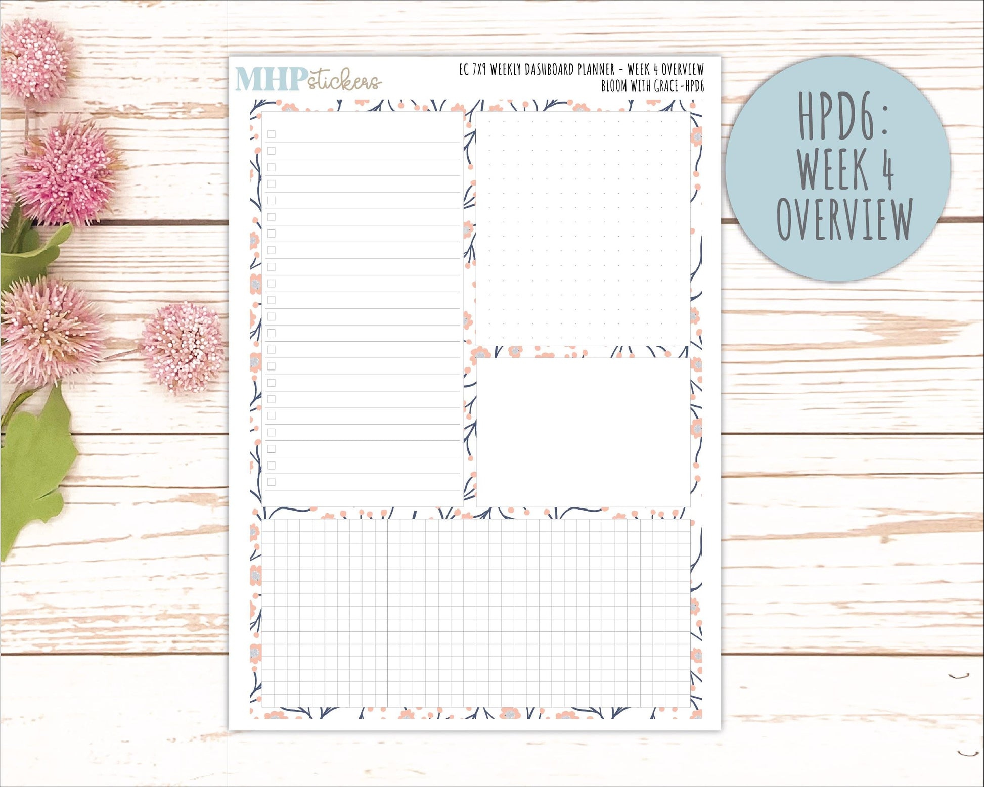 JULY Stickers for Happy Planner Classic Dashboard Layout. 2026 Collection. "Bloom with Grace" || HPD