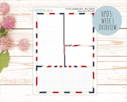 JULY Stickers for Happy Planner Classic Dashboard Layout. 2026 Collection. "Vintage Stars & Stripes" || HPD
