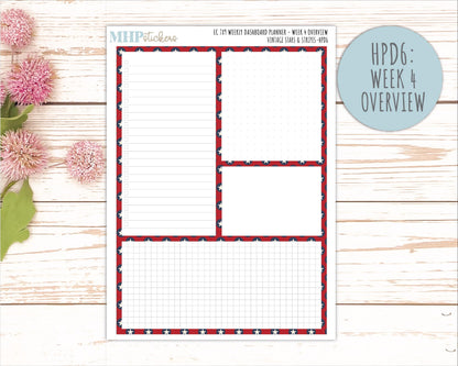 JULY Stickers for Happy Planner Classic Dashboard Layout. 2026 Collection. "Vintage Stars & Stripes" || HPD