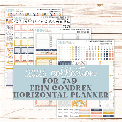 JULY Weekly Horizontal Planning Kit for 7x9 Erin Condren Planners. 2026 Collection "Blomom with Grace" || ECWH