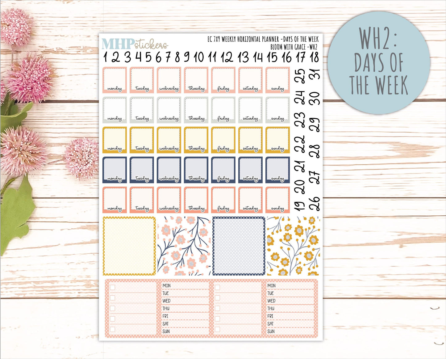 JULY Weekly Horizontal Planning Kit for 7x9 Erin Condren Planners. 2026 Collection "Blomom with Grace" || ECWH