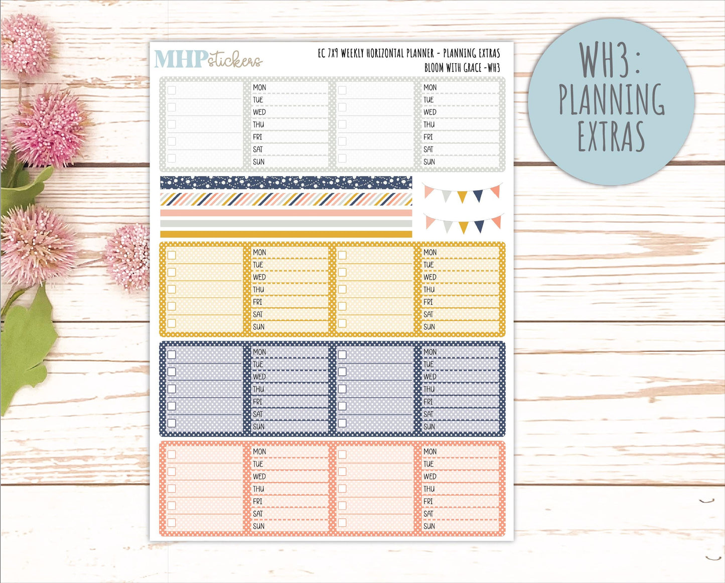 JULY Weekly Horizontal Planning Kit for 7x9 Erin Condren Planners. 2026 Collection "Blomom with Grace" || ECWH