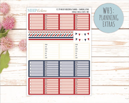 JULY Weekly Horizontal Planning Kit for 7x9 Erin Condren Planners. 2026 Collection "Vintage Stars & Stripes " || ECWH