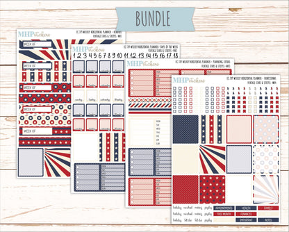 JULY Weekly Horizontal Planning Kit for 7x9 Erin Condren Planners. 2026 Collection "Vintage Stars & Stripes " || ECWH
