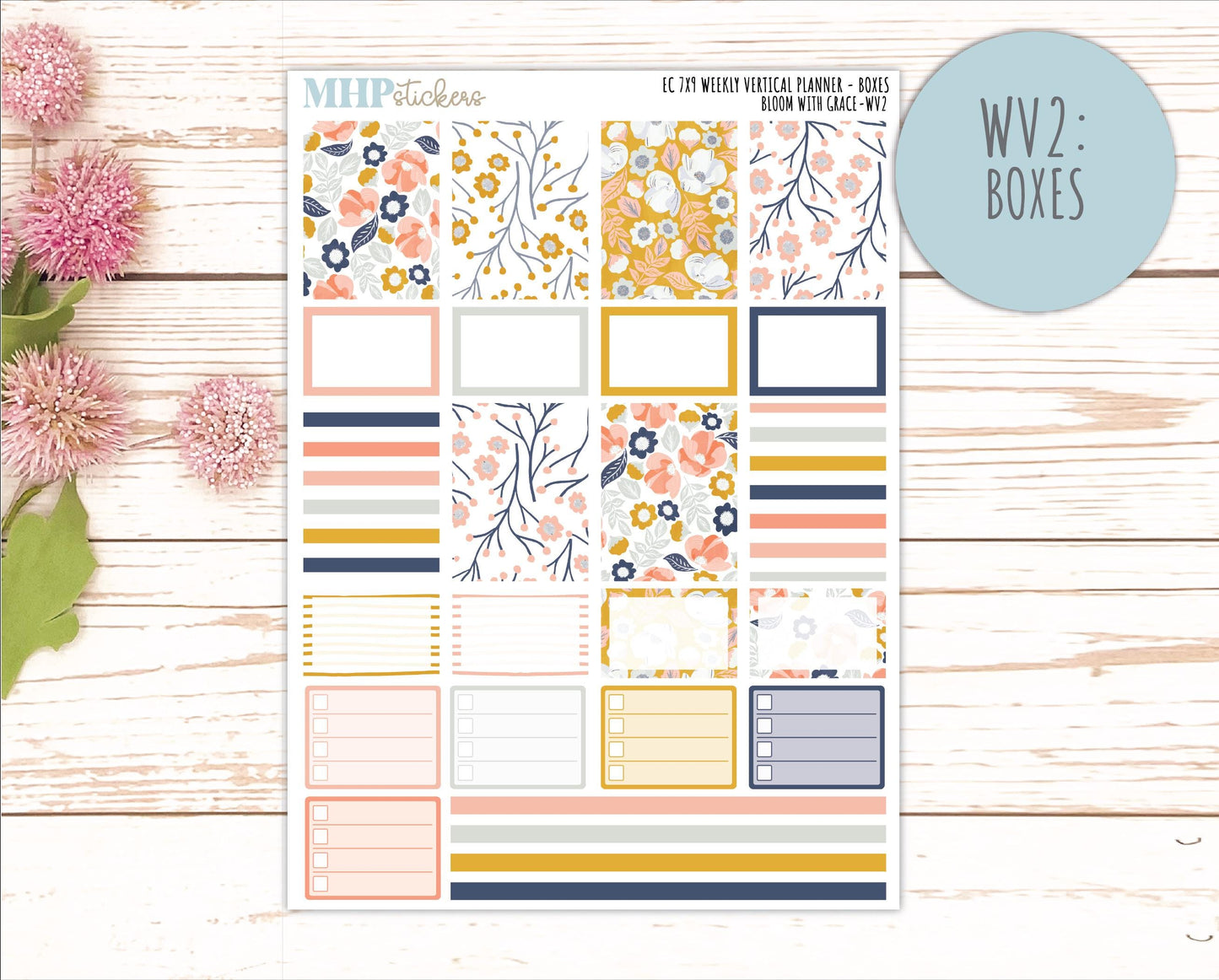 JULY Weekly Vertical Kits for 7x9 Erin Condren Planners. 2026 Collection "Bloom with Grace" || ECWV