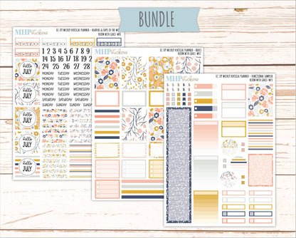 JULY Weekly Vertical Kits for 7x9 Erin Condren Planners. 2026 Collection "Bloom with Grace" || ECWV