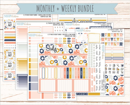 JULY Weekly Hourly Planning Kits for 7x9 Erin Condren Planners. 2026 Collection "Bloom with Grace" || ECWHR