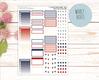 JULY Weekly Hourly Planning Kits for 7x9 Erin Condren Planners. 2026 Collection "Vintage Stars & stripes" || ECWHR