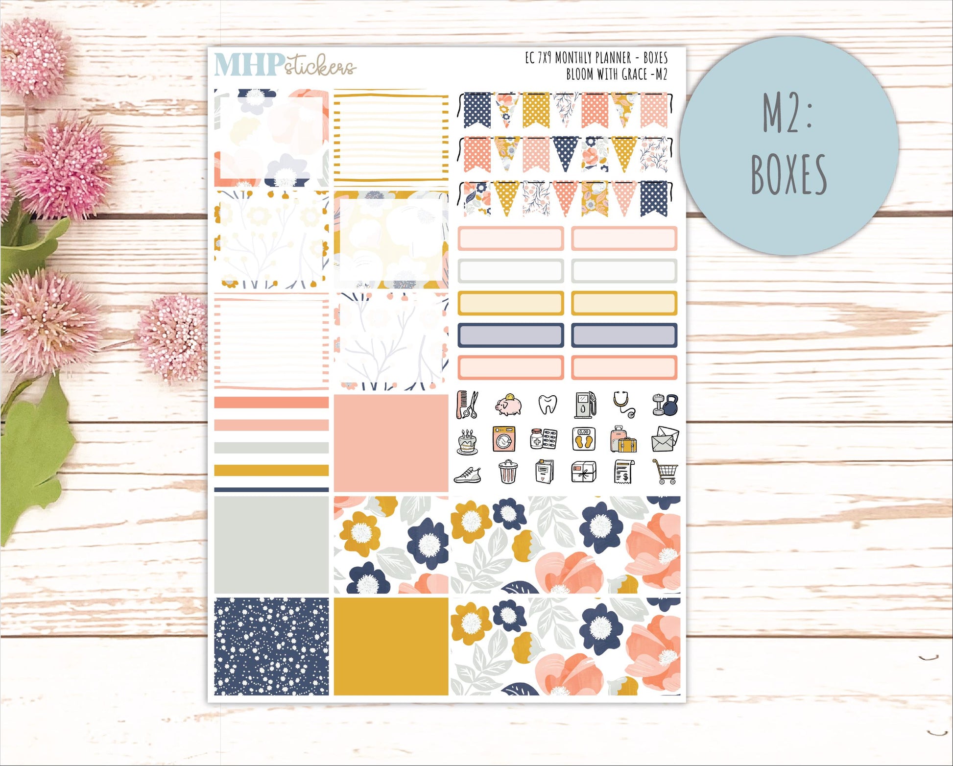 JULY Monthly Kit for 7x9 Erin Condren Planners. 2026 Collection "Bloom with Grace" || ECM